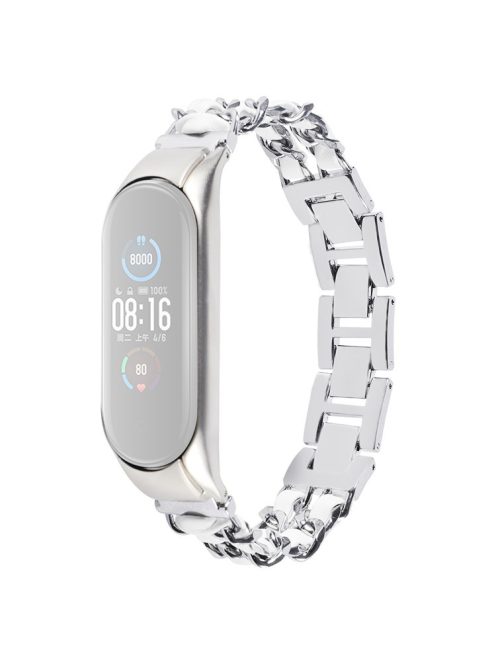 For Xiaomi Mi Band 3/4 Smart Watch Stainless Steel Chain Watch Strap Metal Watchband - Silver