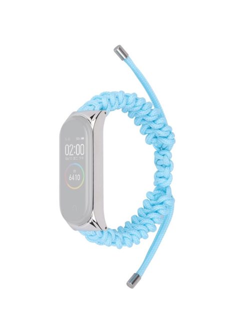 For Xiaomi Mi Band 3/4 Wrist Band Replacement Drawstring Design Adjustable Nylon Rope Watch Strap - Baby Blue