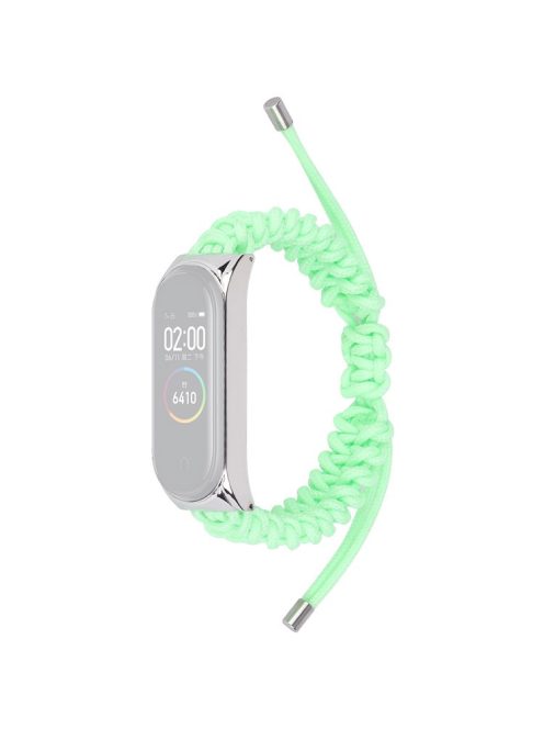 For Xiaomi Mi Band 3/4 Wrist Band Replacement Drawstring Design Adjustable Nylon Rope Watch Strap - Fluorescent Green