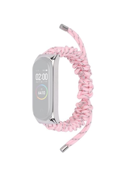 For Xiaomi Mi Band 3/4 Wrist Band Replacement Drawstring Design Adjustable Nylon Rope Watch Strap - Pink