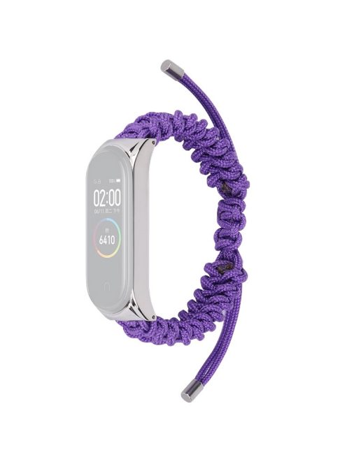 For Xiaomi Mi Band 3/4 Wrist Band Replacement Drawstring Design Adjustable Nylon Rope Watch Strap - Purple