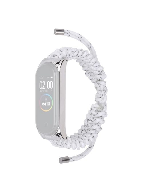 For Xiaomi Mi Band 3/4 Wrist Band Replacement Drawstring Design Adjustable Nylon Rope Watch Strap - White