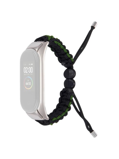 For Xiaomi Mi Band 3/Mi Band 4 Nylon Rope Watch Band Drawstring Adjustable Wrist Strap Replacement - Black/Green