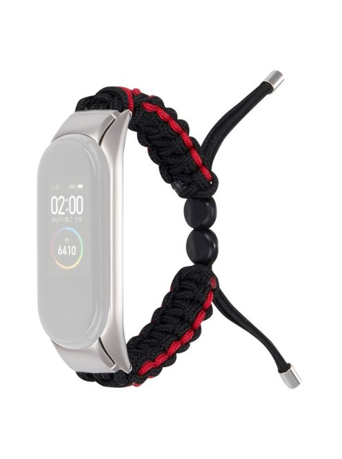 For Xiaomi Mi Band 3/Mi Band 4 Nylon Rope Watch Band Drawstring Adjustable Wrist Strap Replacement - Black/Red