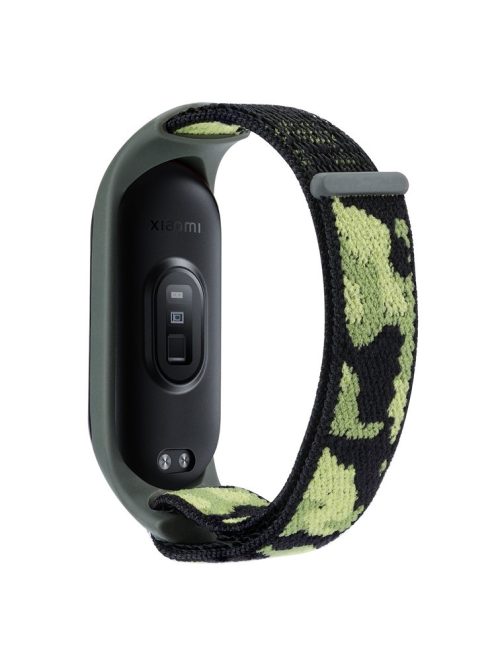 For Xiaomi Mi Band 5 / 6 / 7 Camouflage Nylon Adjustable Smart Watch Strap Replacement Wrist Band - Army Green