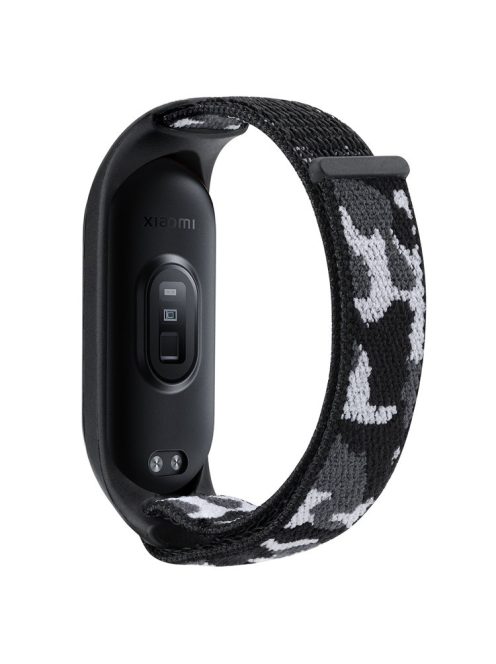 For Xiaomi Mi Band 5 / 6 / 7 Camouflage Nylon Adjustable Smart Watch Strap Replacement Wrist Band - Black