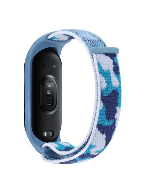 For Xiaomi Mi Band 5 / 6 / 7 Camouflage Nylon Adjustable Smart Watch Strap Replacement Wrist Band - Blue