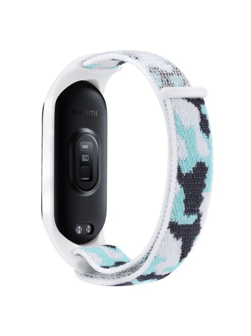 For Xiaomi Mi Band 5 / 6 / 7 Camouflage Nylon Adjustable Smart Watch Strap Replacement Wrist Band - Cyan