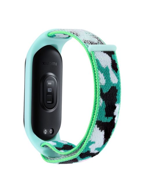 For Xiaomi Mi Band 5 / 6 / 7 Camouflage Nylon Adjustable Smart Watch Strap Replacement Wrist Band - Dark Green