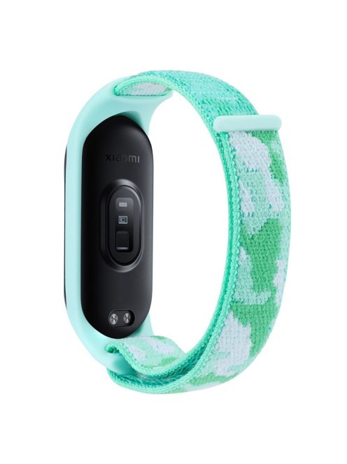 For Xiaomi Mi Band 5 / 6 / 7 Camouflage Nylon Adjustable Smart Watch Strap Replacement Wrist Band - Light Green