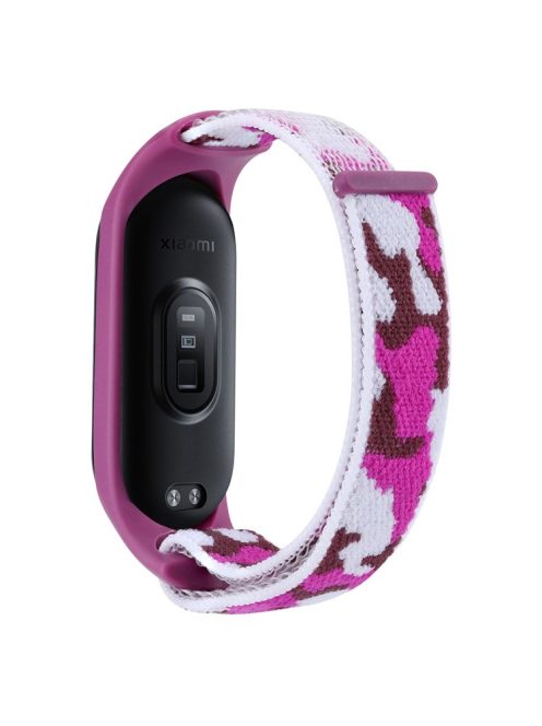 For Xiaomi Mi Band 5 / 6 / 7 Camouflage Nylon Adjustable Smart Watch Strap Replacement Wrist Band - Purple