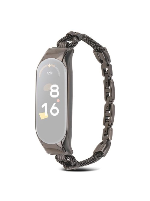 For Xiaomi Mi Band 5 / 6 Metal Strap with Watch Case Delicate Copper Chain Replacement Watchband - Black