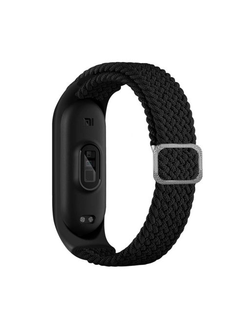 For Xiaomi Mi Band 5 / Band 6 / Band 7 Stretchy Nylon Solo Loop Band Adjustable Braided Sport Elastics Strap - Black