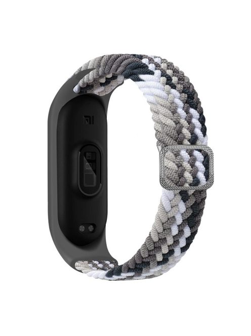 For Xiaomi Mi Band 5 / Band 6 / Band 7 Stretchy Nylon Solo Loop Band Adjustable Braided Sport Elastics Strap - Colorful Black