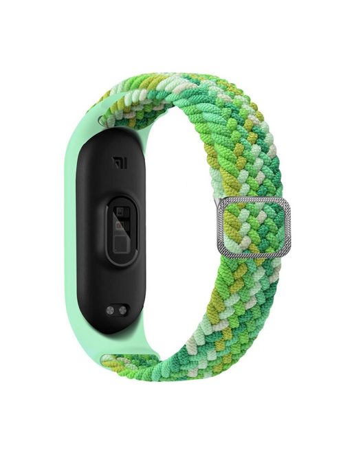 For Xiaomi Mi Band 5 / Band 6 / Band 7 Stretchy Nylon Solo Loop Band Adjustable Braided Sport Elastics Strap - Colorful Green