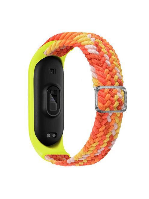 For Xiaomi Mi Band 5 / Band 6 / Band 7 Stretchy Nylon Solo Loop Band Adjustable Braided Sport Elastics Strap - Colorful Orange