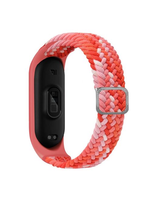 For Xiaomi Mi Band 5 / Band 6 / Band 7 Stretchy Nylon Solo Loop Band Adjustable Braided Sport Elastics Strap - Colorful Red