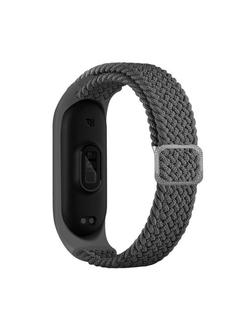 For Xiaomi Mi Band 5 / Band 6 / Band 7 Stretchy Nylon Solo Loop Band Adjustable Braided Sport Elastics Strap - Grey