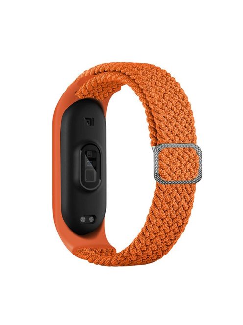 For Xiaomi Mi Band 5 / Band 6 / Band 7 Stretchy Nylon Solo Loop Band Adjustable Braided Sport Elastics Strap - Papaya