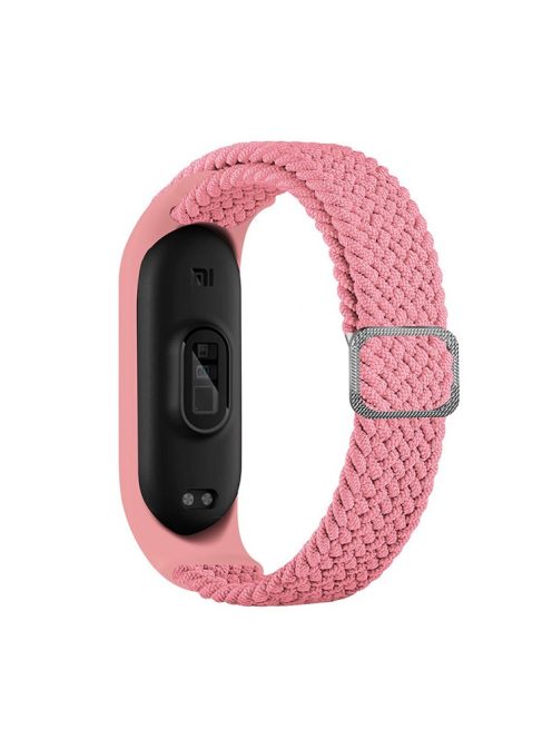 For Xiaomi Mi Band 5 / Band 6 / Band 7 Stretchy Nylon Solo Loop Band Adjustable Braided Sport Elastics Strap - Pink