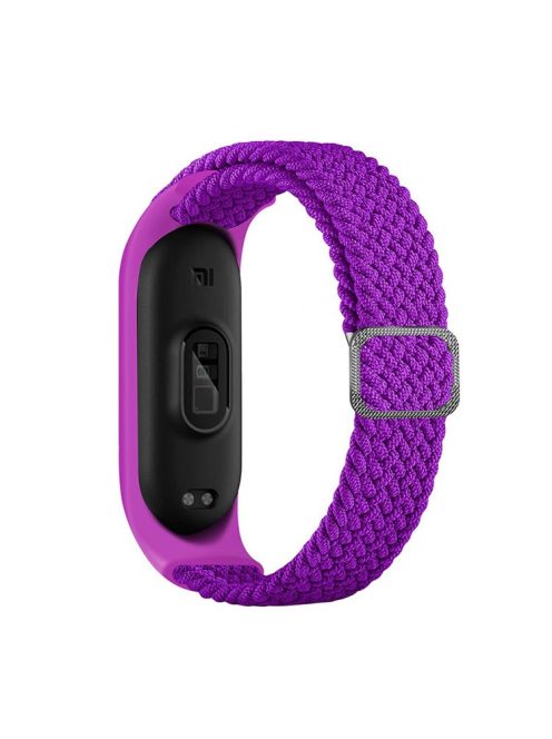 For Xiaomi Mi Band 5 / Band 6 / Band 7 Stretchy Nylon Solo Loop Band Adjustable Braided Sport Elastics Strap - Pitaya