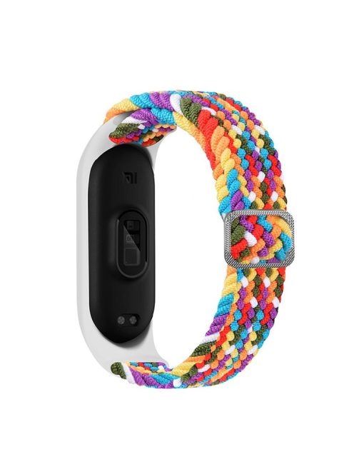 For Xiaomi Mi Band 5 / Band 6 / Band 7 Stretchy Nylon Solo Loop Band Adjustable Braided Sport Elastics Strap - Rainbow