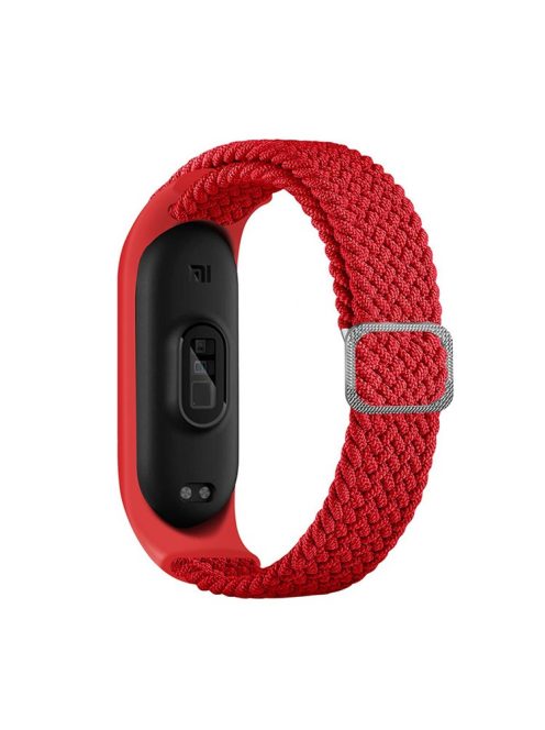 For Xiaomi Mi Band 5 / Band 6 / Band 7 Stretchy Nylon Solo Loop Band Adjustable Braided Sport Elastics Strap - Red