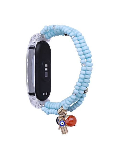 For Xiaomi Mi Band 5 / Band 6 Beaded Wrap Bracelet Band Holiday Style Replacement Watch Strap - Lake Blue