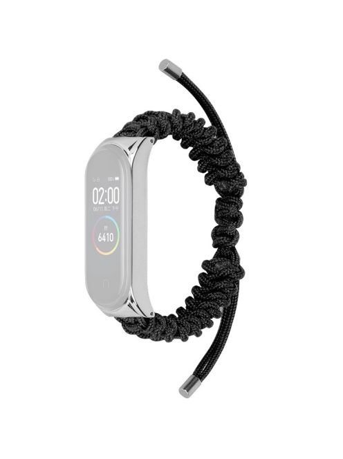 For Xiaomi Mi Band 5/6 Nylon Braided Rope Watch Strap Adjustable Replacement Wrist Band - Black