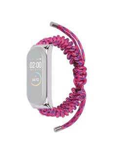   For Xiaomi Mi Band 5/6 Nylon Braided Rope Watch Strap Adjustable Replacement Wrist Band - Rose