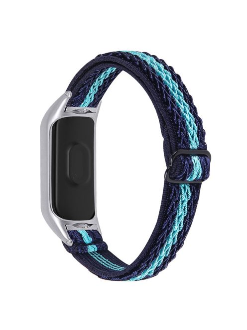 For Xiaomi Mi Band 5/6 Sport Elastics Nylon Watch Band Adjustable Woven Loop Wristband Replacement Bracelet Accessories - Midnight Blue