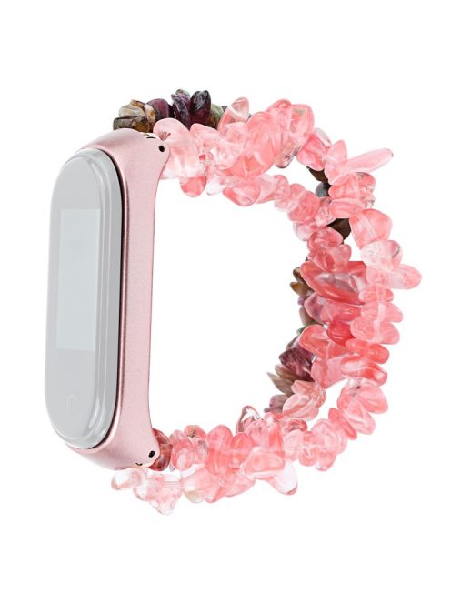 For Xiaomi Mi Band 5/6 Watch Band Natural Stones Watch Strap Replacement Wrist Band Bracelet - Pink