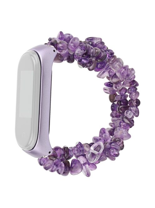 For Xiaomi Mi Band 5/6 Watch Band Natural Stones Watch Strap Replacement Wrist Band Bracelet - Purple