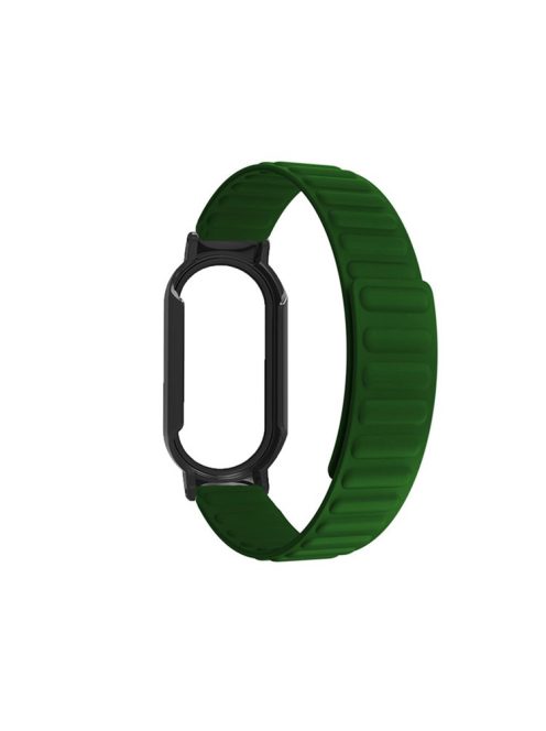 For Xiaomi Mi Band 7 / 7 NFC Silicone Magnetic Watch Band 3 in 1 Replacement Wrist Strap with PC Watch Case  /  Tempered Glass Screen Protector - Army Green