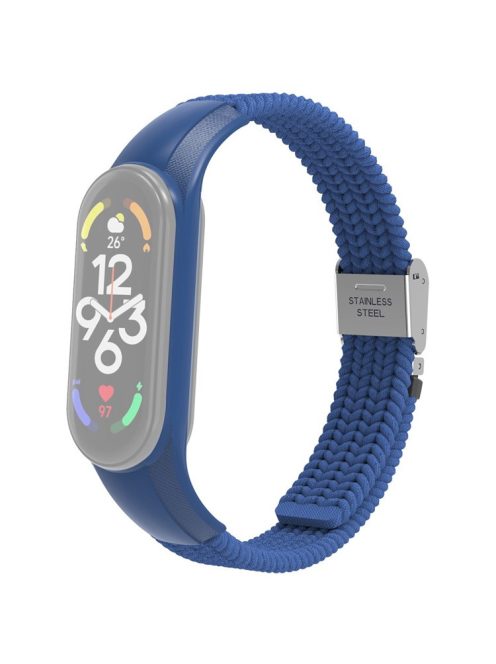 For Xiaomi Mi Band 7 Adjustable Nylon Braided Watch Band Replacement Wrist Strap with Stainless Steel Buckle - Blue