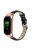 For Xiaomi Mi Band 7 Bamboo Grain Top Layer Cowhide Leather Buckle Design Watch Band with Rose Gold Watch Cover - Black