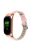 For Xiaomi Mi Band 7 Bamboo Grain Top Layer Cowhide Leather Buckle Design Watch Band with Rose Gold Watch Cover - Pink