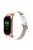 For Xiaomi Mi Band 7 Bamboo Grain Top Layer Cowhide Leather Buckle Design Watch Band with Rose Gold Watch Cover - White