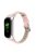 For Xiaomi Mi Band 7 Buckle Design Top Layer Cowhide Leather Bamboo Grain Adjustable Watch Band with Silver Protective Cover - Pink