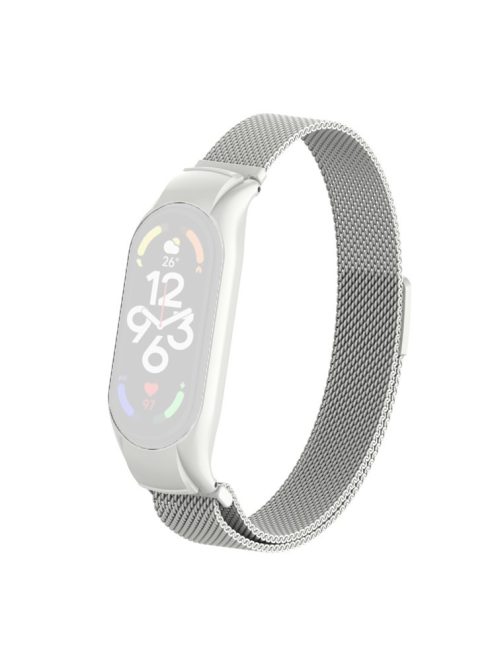 For Xiaomi Mi Band 7 Milanese Mesh Smart Watch Band Replacement Metal Magnetic Wrist Strap - Beige