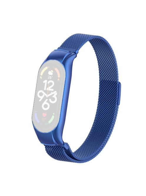 For Xiaomi Mi Band 7 Milanese Mesh Smart Watch Band Replacement Metal Magnetic Wrist Strap - Blue