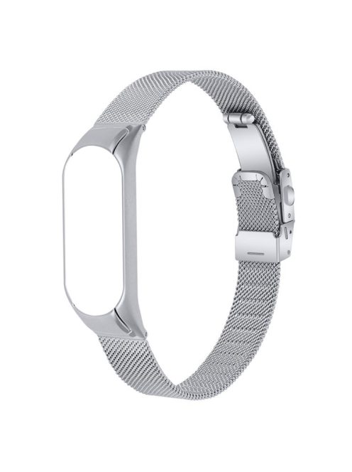 For Xiaomi Mi Band 7 Milanese Stainless Steel Mesh Stylish Strap Replacement Smartwatch Wrist Band with Buckle - Silver