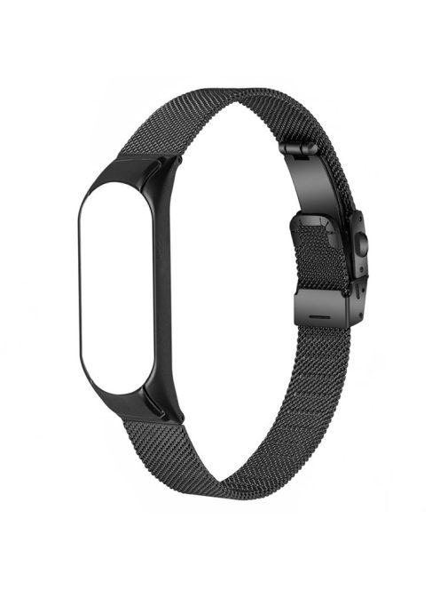 For Xiaomi Mi Band 7 Milanese Stainless Steel Mesh Wrist Strap Replacement Stylish Smartwatch Band with Buckle - Black