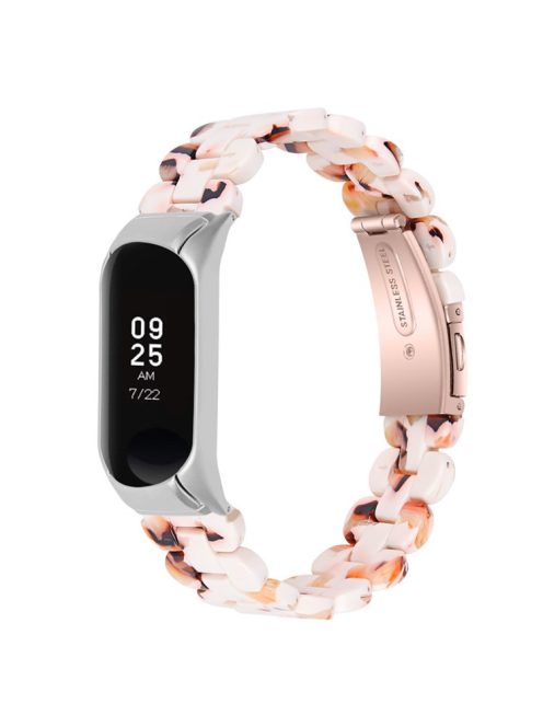 For Xiaomi Mi Band 7 Oval Resin Watchband Stainless Steel Buckle Strap Replacement - Nougat Pattern