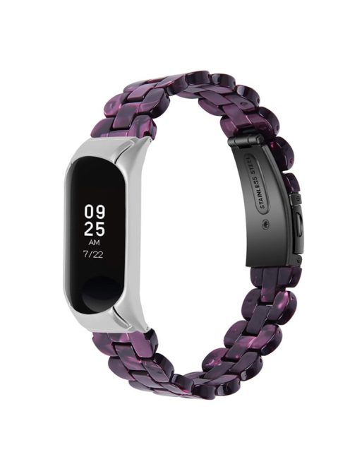 For Xiaomi Mi Band 7 Oval Resin Watchband Stainless Steel Buckle Strap Replacement - Purple