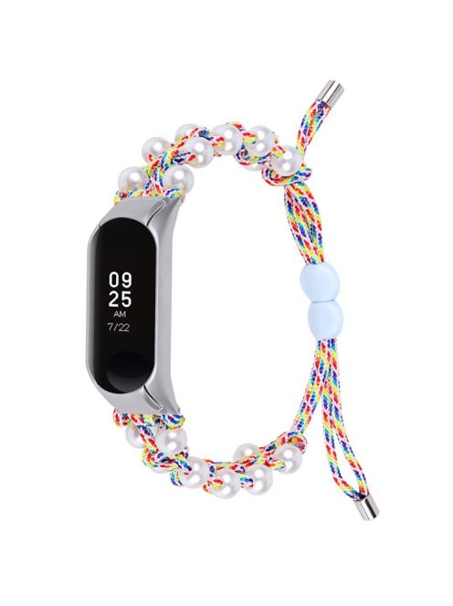 For Xiaomi Mi Band 7 Pearl Woven Watch Band Adjustable Nylon Stylish Wrist Strap Replacement - Colorful