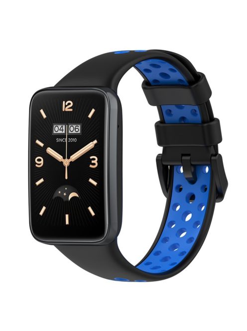 For Xiaomi Mi Band 7 Pro Dual Color Watch Strap Adjustable Silicone Watchband Replacement - Black / Blue