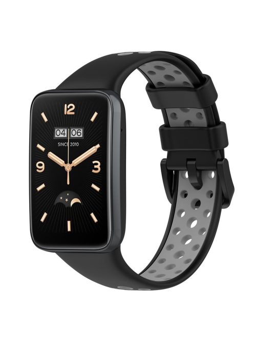 For Xiaomi Mi Band 7 Pro Dual Color Watch Strap Adjustable Silicone Watchband Replacement - Black / Grey