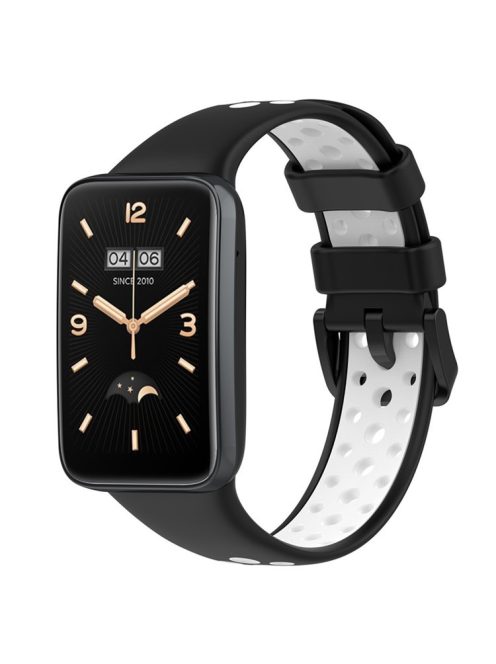 For Xiaomi Mi Band 7 Pro Dual Color Watch Strap Adjustable Silicone Watchband Replacement - Black / White