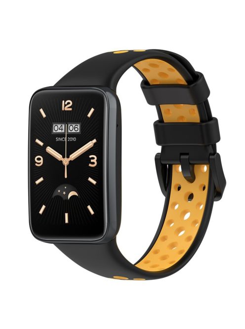 For Xiaomi Mi Band 7 Pro Dual Color Watch Strap Adjustable Silicone Watchband Replacement - Black / Yellow